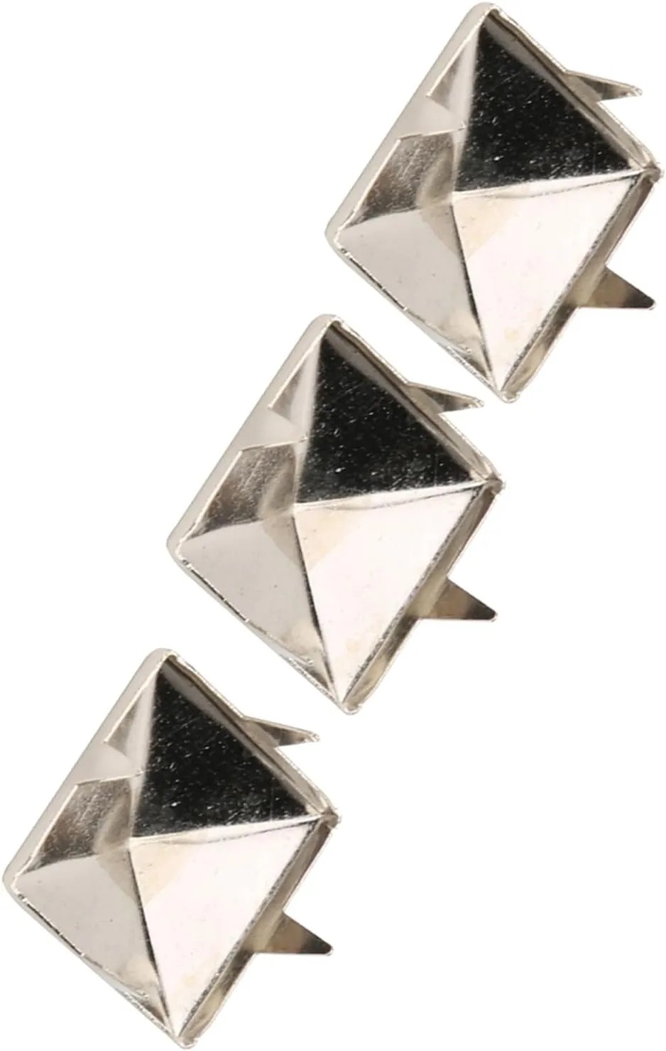 Respicefinem 100 Pieces Square Pyramid Studs Punk Rivets 4 Claw Metal Studs Silver Metal Studs and Spikes for Clothing Shoes Handbag Bracelets Belt Accessories (10MM)
