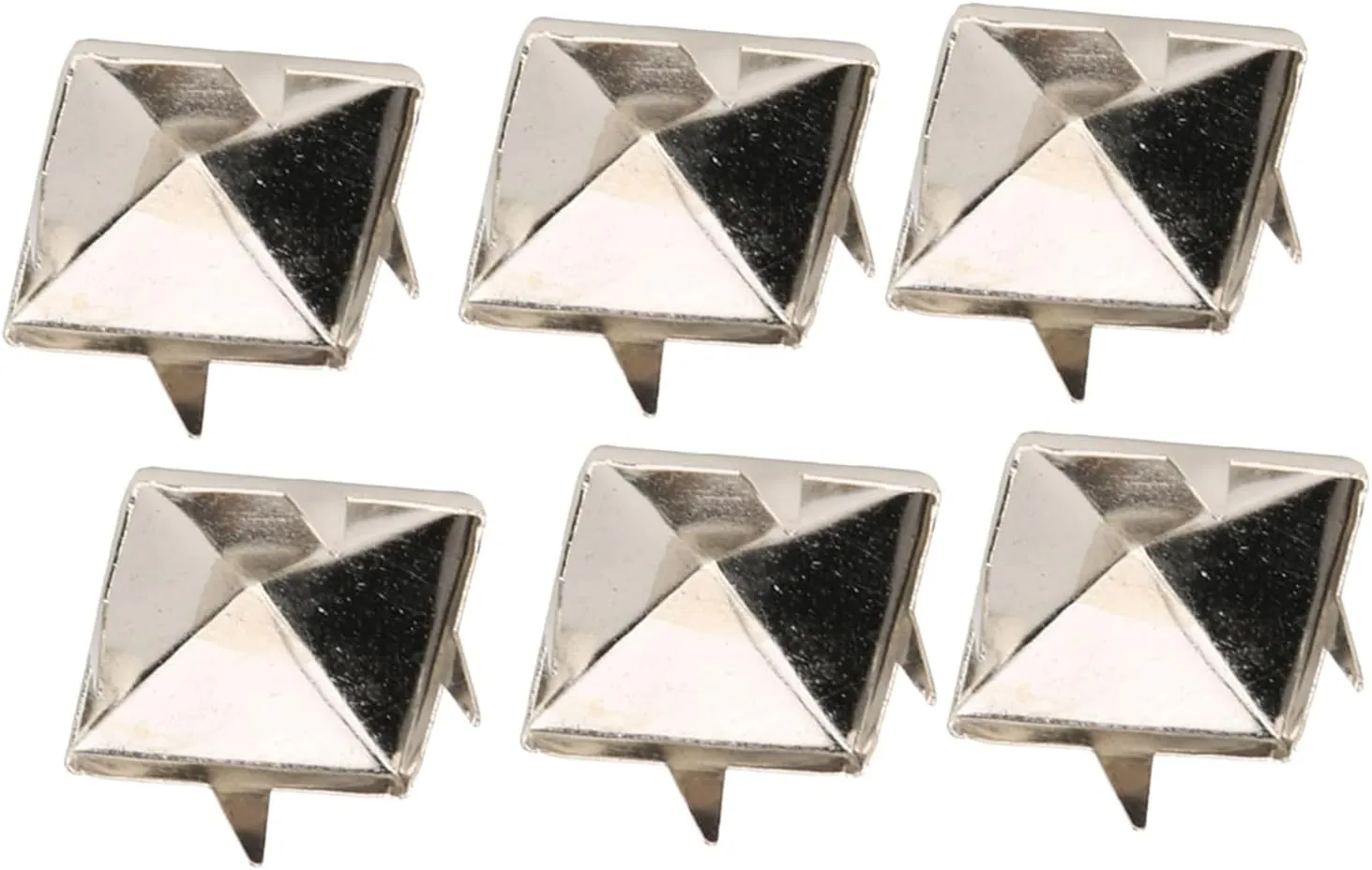 Respicefinem 100 Pieces Square Pyramid Studs Punk Rivets 4 Claw Metal Studs Silver Metal Studs and Spikes for Clothing Shoes Handbag Bracelets Belt Accessories (10MM)