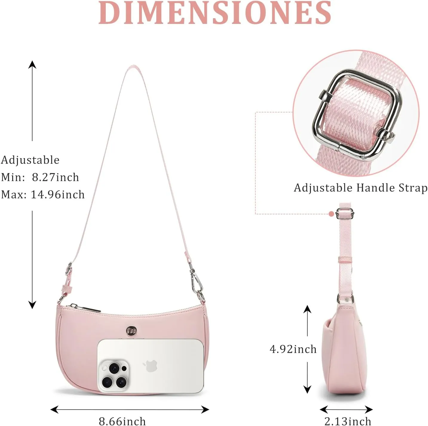 Shoulder Bag for Women Handbags with Adjustable Strap Underarm Purse Mini Clutch Purses Trendy Crescent Bags