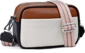 Small Crossbody Bags for Women Genuine Leather, Guitar Strap Shoulder Handbag Purse Camera Bag with Rfid Card Slots
