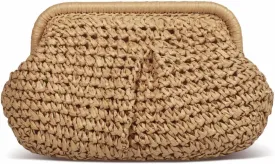 Straw Clutch Purse for Women, Cloud Dumpling Pouch, Straw Crossbody Shoulder Handbag, Summer Beach Woven Bag 2025