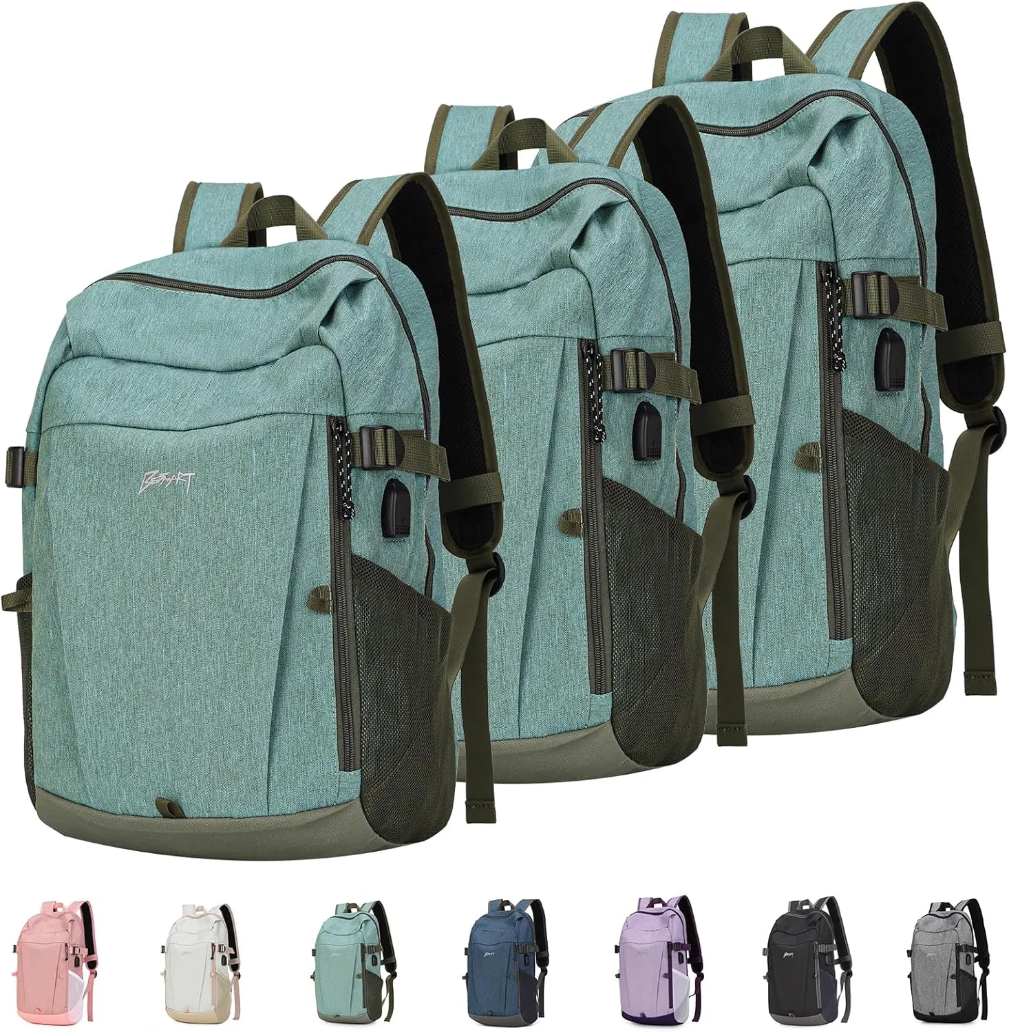 Travel Backpack for Women & Men, Lightweight Backpacks with USB Charging Port in 3 Size, TSA 13.5/15.6/17.3 inch Laptop Backpack, Casual Hiking Daypack for Camping Weekender Business Outdoor