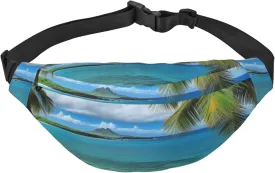 Tropical Palm Tree Hawaii Beach Fanny Pack for Men Women Crossbody Waist Bag Everywhere Belt Bag Wallet Hip Bum Bag with Adjustable Strap Casual Chest Bag for Outdoor Hiking Cycling