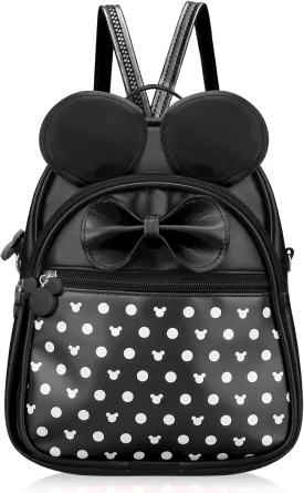 Voikukka Black Mini Backpacks for Girls Small Backpack Purse Leather Cute Kids Travel Toys Gift Mouse Backpack for Little Girls Childrens Crossbody Bag Toddler Girl Backpacks