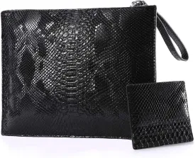 Women Clutches Fashion Snakeskin PU Leather Party Envelope Purse Bag with Hand Strap