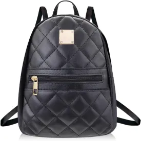 Womens Backpack Purse, PU Leather Small Backpack Purse for Women and Girls,Stylish Mini Backpack Cute Backpack (black)