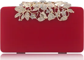 Womens Evening Bag with Flower Closure Rhinestone Crystal Clutch Purse for Wedding Party