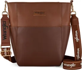 Wrangler MEDIUM Crossbody Bag for Women Vegan Leather Bucket Handbags with Guitar Strap