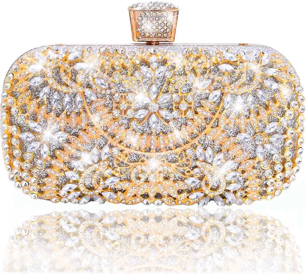 Yokawe Womens Crystal Evening Clutch Bag Bridal Wedding Purse Rhinestone Party Prom Handbag