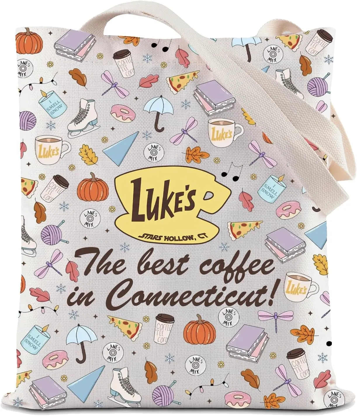 ZJXHPO Stars Hollow Tote Bag The Best Coffee In Connecticut Reusable Grocery Shopping Bag Luke's Diner Shoulder Bag