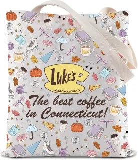 ZJXHPO Stars Hollow Tote Bag The Best Coffee In Connecticut Reusable Grocery Shopping Bag Luke's Diner Shoulder Bag